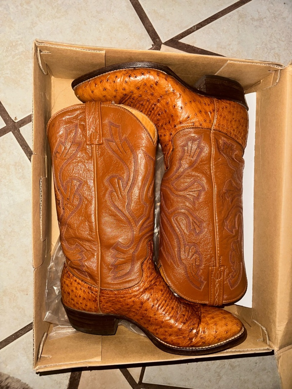 J. Chisholm Orange Leather Cowboy Boots - Signature Label
